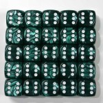 14mm Pearl Spot Dice - Pack of 25 Green with White Spots